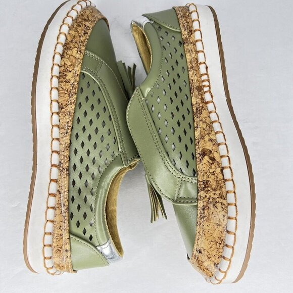 Breathable Avocado Light Weight Womens Size 7 Casual Sneaker Cork- Like Accent - Picture 6 of 9